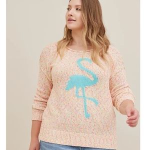Torrid Pullover Sweater - Marled Cotton Flamingo Pink - Size 2X
